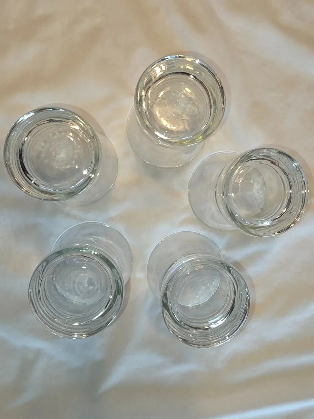 Glass Tumblers Set of 5 Ribbed Bottom Clear Drinkware Bar Water Glasses